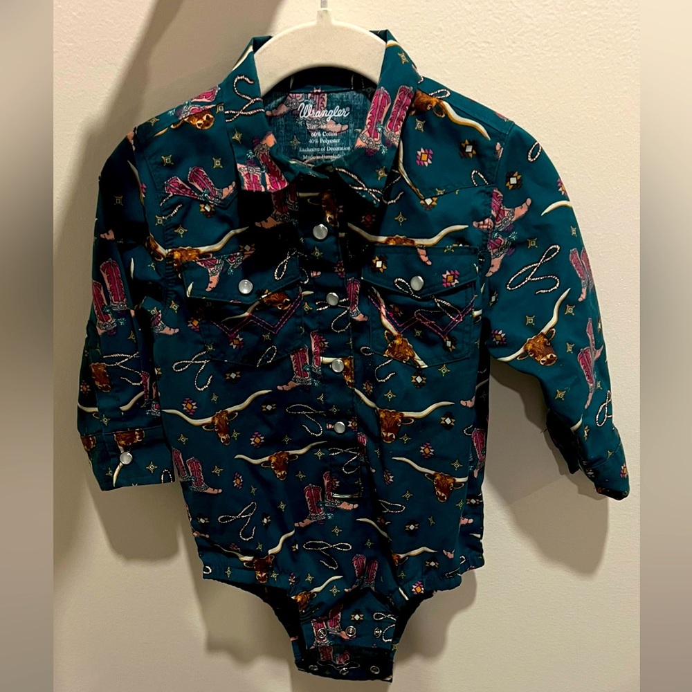Toddler Wrangler Onesie Western Pearl Button